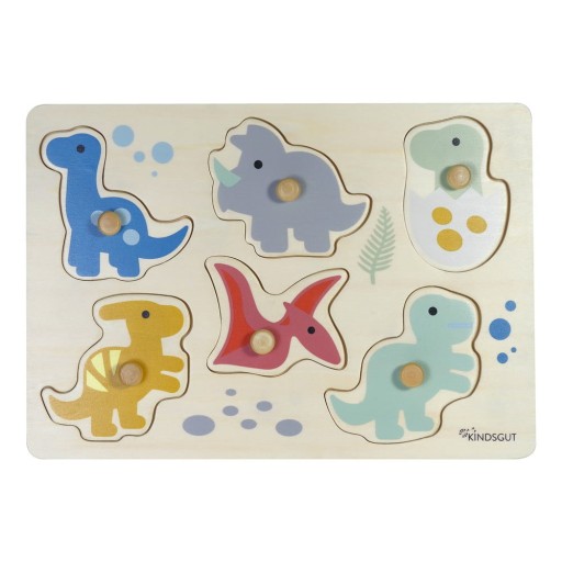 Puzzle (număr de piese 6) de inserat din lemn Dinosaurs – Kindsgut