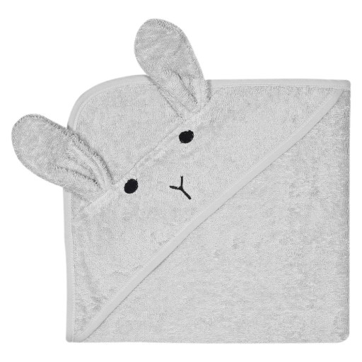 Prosop cu glugă pentru copii gri din bumbac 76x76 cm Rabbit – Kindsgut