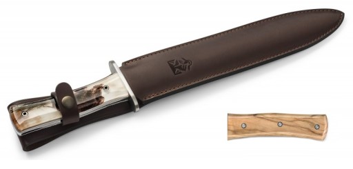 Cutit Claude Dozorme Big Dagger  maner lemn maslin  lama inox  husa piele