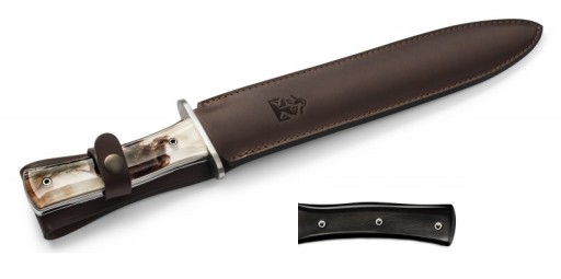 Cutit Claude Dozorme Big Dagger  maner lemn abanos  lama inox  husa piele