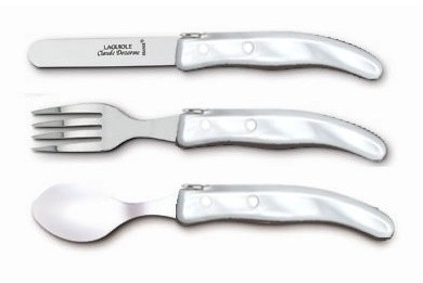 Set tacamuri copii Claude Dozorme Berlingot 3P  maner rasina alb  3 piese