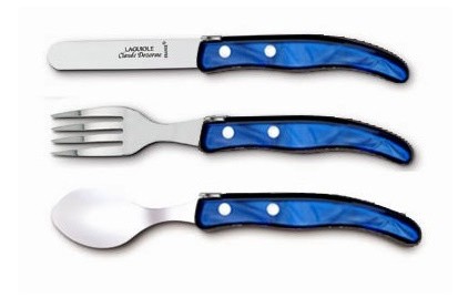 Set tacamuri copii Claude Dozorme Berlingot 3P  maner rasina albastru  3 piese