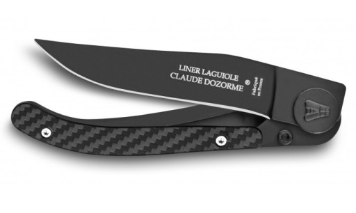 Cutit pliabil de buzunar Claude Dozorme Liner Lock Laguiole  maner carbon  lama neagra