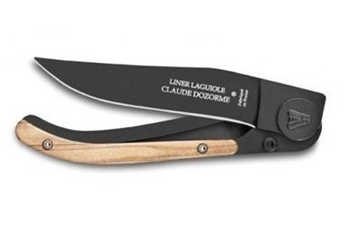 Cutit pliabil de buzunar Claude Dozorme Liner Lock Laguiole  maner lemn maslin   lama neagra