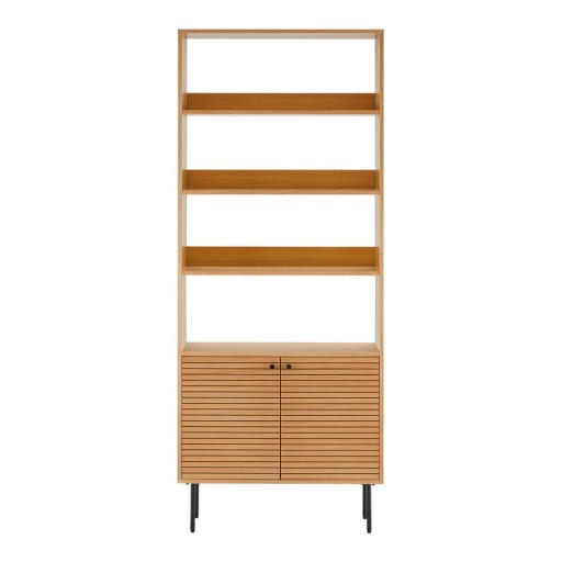 Bibliotecă în culoare naturală cu aspect de lemn de stejar 80x200 cm Kyoto – House Nordic