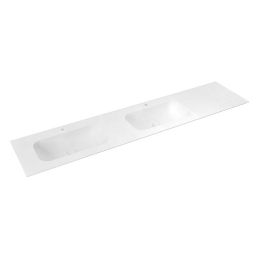 Chiuvetă dublă albă din piatră artificială 220x51,5 cm Aruba – Sapho
