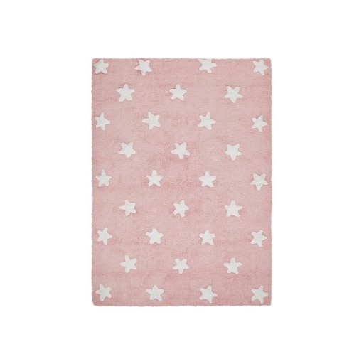 Covor pentru copii roz lavabil/țesut manual din bumbac 120x160 cm Stars – Lorena Canals