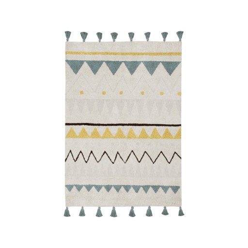 Covor pentru copii crem lavabil/țesut manual din bumbac 140x200 cm Azteca Vintage Blue – Lorena Canals