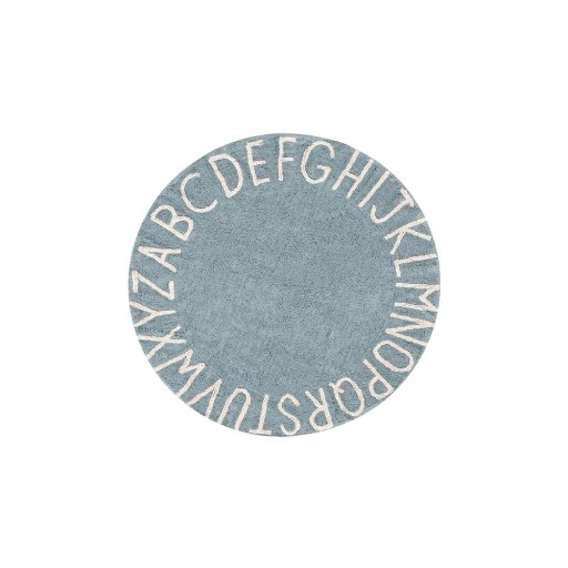 Covor pentru copii albastru deschis lavabil/țesut manual din bumbac ø150 cm ABC Vintage Blue – Lorena Canals