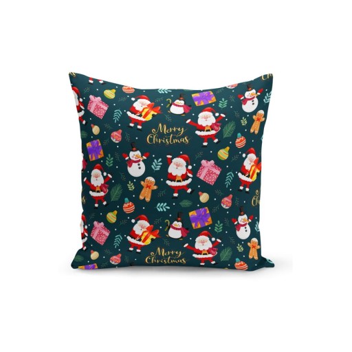 Față de pernă decorativă cu model de Crăciun Kate Louise Christmas Noel, 43 x 43 cm, albastru