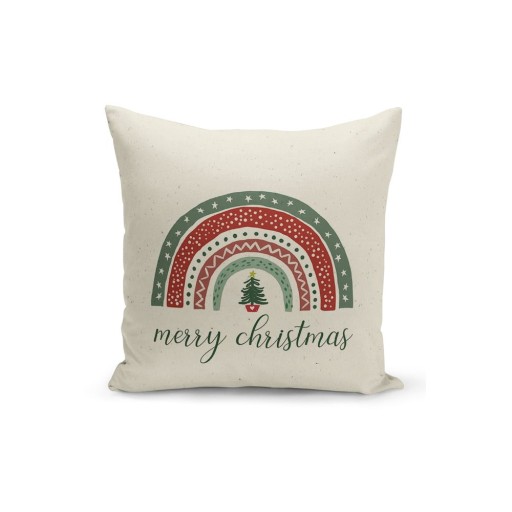 Față de pernă decorativă cu model de Crăciun Kate Louise Christmas Noel, 43 x 43 cm, bej