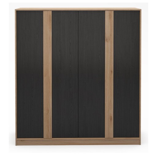 Șifonier negru/în culoare naturală cu aspect de lemn de stejar 180x197,5x53 cm Dennis – Marckeric