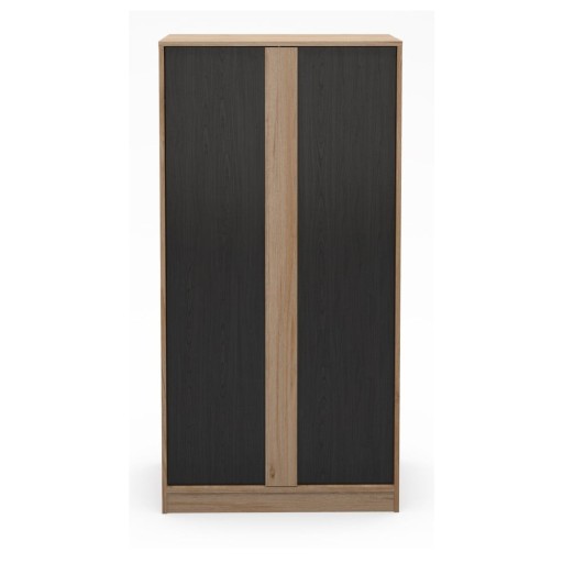 Șifonier negru/în culoare naturală cu aspect de lemn de stejar 90x180x53 cm Dennis – Marckeric