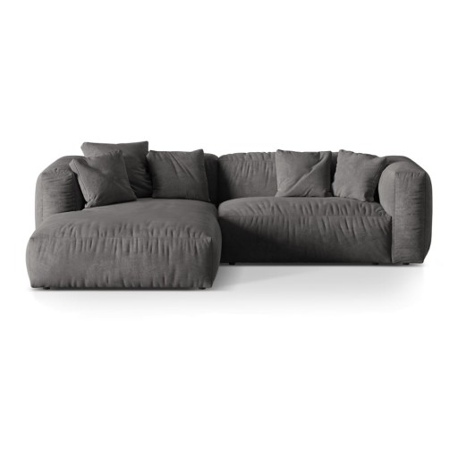 Colțar modular gri cu tapițerie din catifea (cu colț pe partea stângă/cu șezlong) Martina – Micadoni