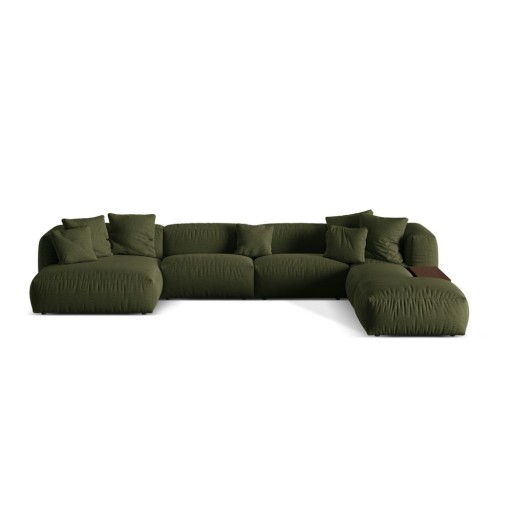 Colțar modular verde (cu colț pe partea dreaptă/în formă de "U") Martina – Micadoni Home