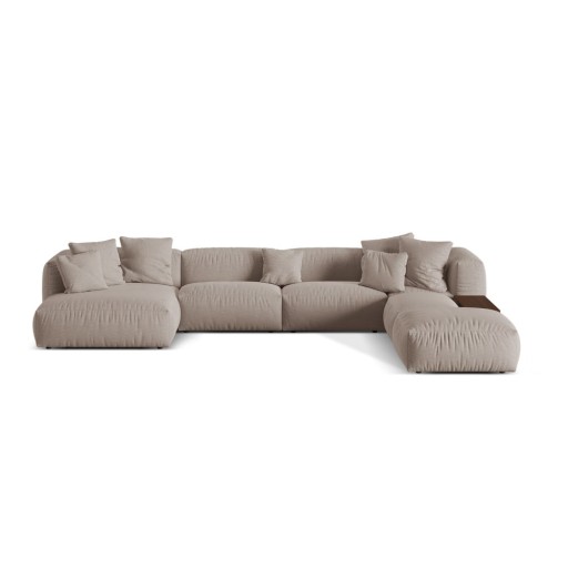 Colțar modular bej (cu colț pe partea dreaptă/în formă de "U") Martina – Micadoni Home