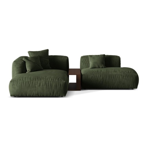 Colțar modular verde cu tapițerie din catifea (cu colț pe partea stângă/cu șezlong) Martina – Micadoni