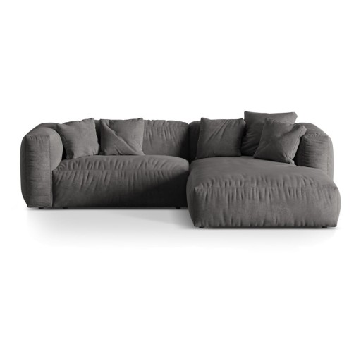 Colțar modular gri cu tapițerie din catifea (cu colț pe partea dreaptă/cu șezlong) Martina – Micadoni