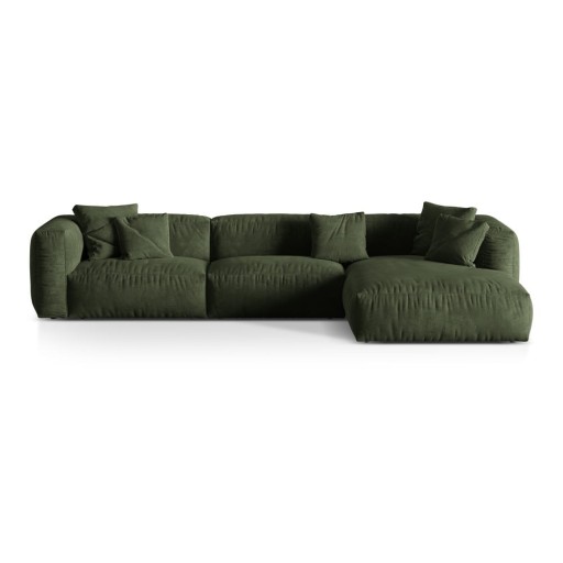 Colțar modular verde cu tapițerie din catifea (cu colț pe partea dreaptă/cu șezlong) Martina – Micadoni