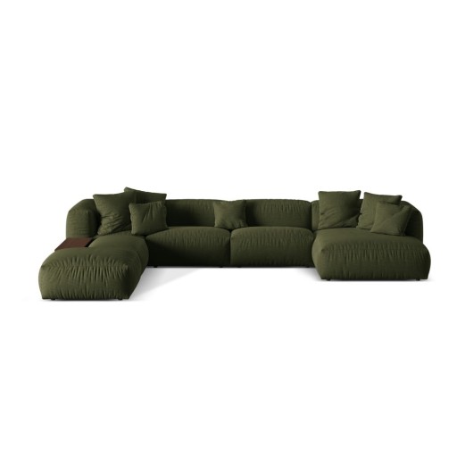 Colțar modular verde (cu colț pe partea stângă /în formă de "U") Martina – Micadoni Home
