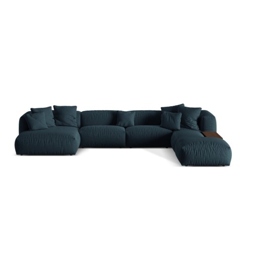 Colțar modular albastru închis (cu colț pe partea dreaptă/în formă de "U") Martina – Micadoni Home