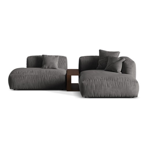 Colțar modular gri cu tapițerie din catifea (cu colț pe partea dreaptă/cu șezlong) Martina – Micadoni