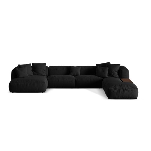 Colțar modular negru (cu colț pe partea dreaptă/în formă de "U") Martina – Micadoni Home