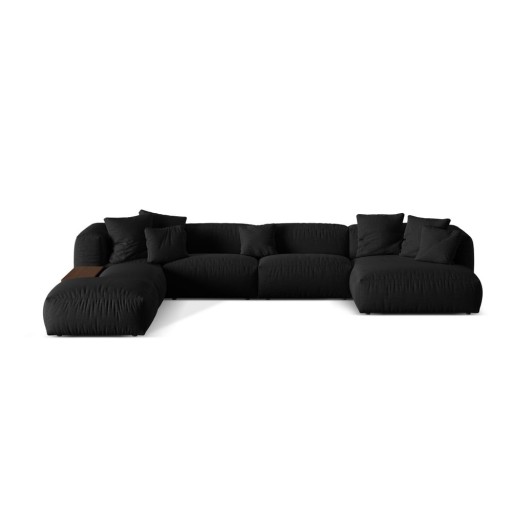 Colțar modular negru (cu colț pe partea stângă /în formă de "U") Martina – Micadoni Home