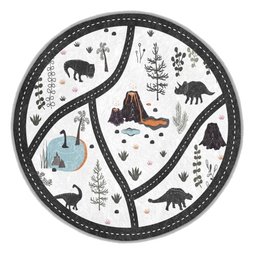 Covor de joacă pentru copii negru-alb lavabil ø100 cm Dino Park – Mila Home