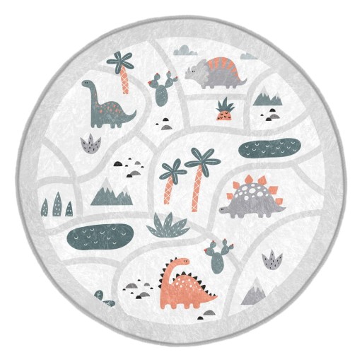 Covor de joacă pentru copii gri deschis lavabil ø120 cm Dino Park – Mila Home