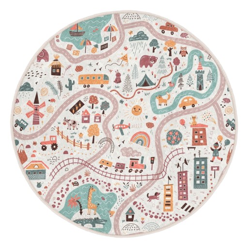 Covor de joacă pentru copii lavabil ø120 cm Furry World – Mila Home