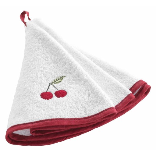 Prosop roșu/alb din bumbac frotir 60 cm Cerisette – douceur d'intérieur
