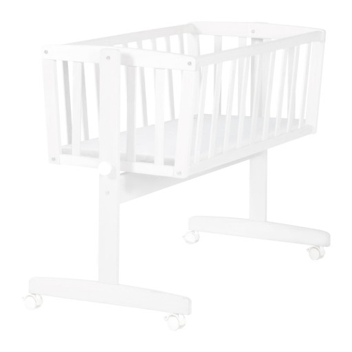 Pătuț leagăn alb cu roți 40x90 cm – Roba