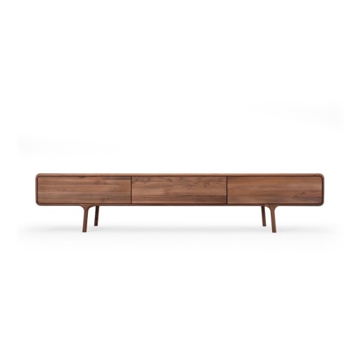Comodă TV maro din lemn de stejar 220x45x45 cm Fawn – Gazzda