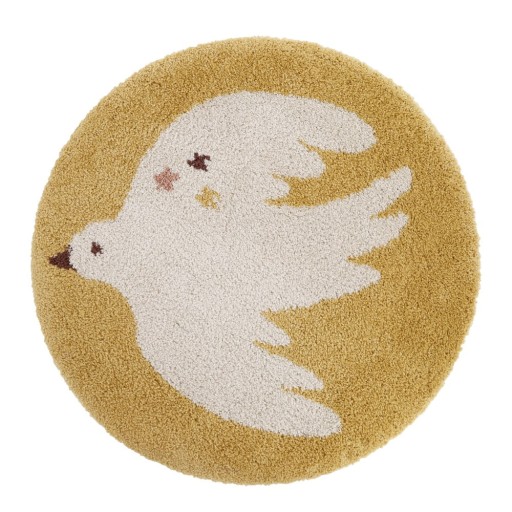 Covor pentru copii galben ocru ø120 cm Bohemian Bird Miel – Nattiot