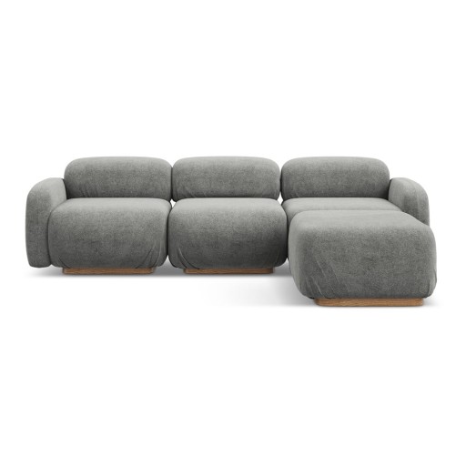 Colțar modular gri cu tapițerie din țesătură bouclé Ailani – Makamii