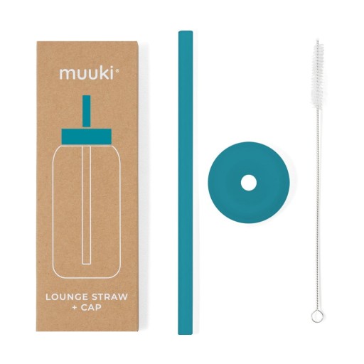 Pai de băut cu perie de curățare/cu capac inclus din silicon Tahiti Blue – Muuki