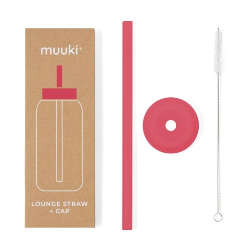 Pai de băut cu perie de curățare/cu capac inclus din silicon Watermelon High – Muuki
