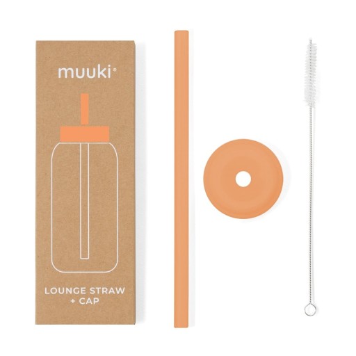 Pai de băut cu perie de curățare/cu capac inclus din silicon Tropical Papaya – Muuki