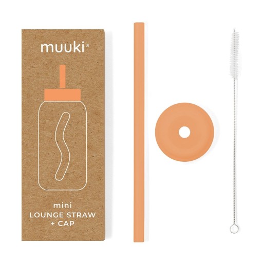 Pai de băut cu perie de curățare/cu capac inclus din silicon Tropical Papaya – Muuki