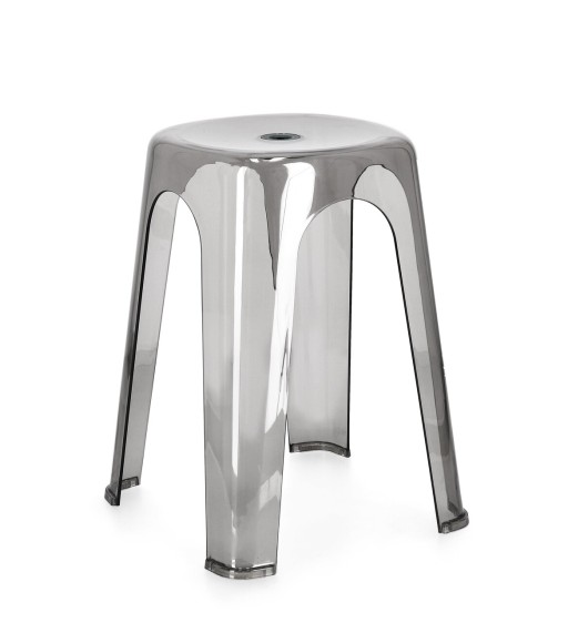 Scaun Sonny, Bizzotto, 34.5x34.5x46.5 cm, polietilena, gri/transparent