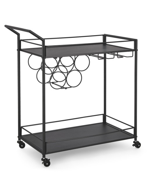 Carucior pentru servire cu suport 5 sticle vin Isaac, Bizzotto, 74x38x81 cm, otel, negru