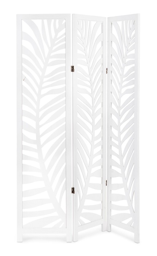 Paravan decorativ / despartitor camera Fern, Bizzotto, 120x170 cm, lemn de paulownia, alb
