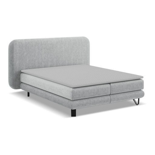 Pat boxspring gri deschis 140x200 cm Ilima – Makamii