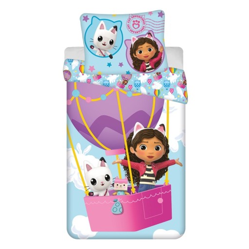 Lenjerie de pat pentru copii din bumbac pentru pat de o persoană 140x200 cm Gabby's Dollhouse "Balloon" – Jerry Fabrics