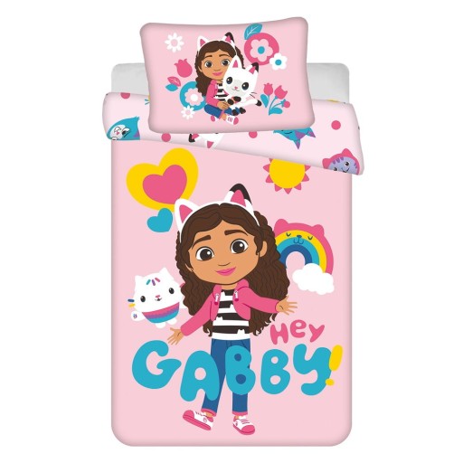 Lenjerie de pat pentru copii roz din bumbac pentru pătuț 100x135 cm Gabby's Dollhouse – Jerry Fabrics