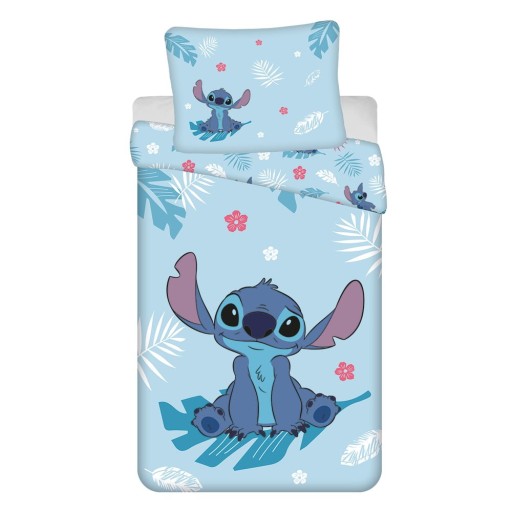 Lenjerie de pat pentru copii albastră din bumbac pentru pat de o persoană 140x200 cm Lilo and Stitch "Blue" – Jerry Fabrics