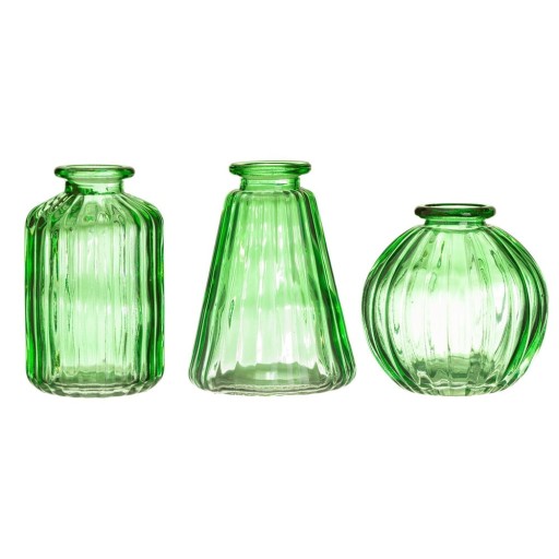Set 3 vaze din sticlă Sass & Belle Bud, verde