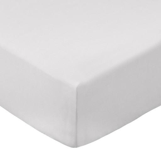 Cearceaf gri din bumbac percal cu elastic 185x200 cm Cotton Percale – Bianca