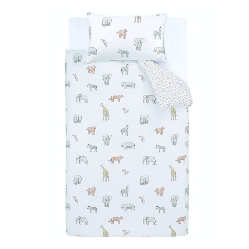 Lenjerie de pat pentru copii alb din bumbac pentru pat dublu 200x200 cm Zoo Animals – Bianca